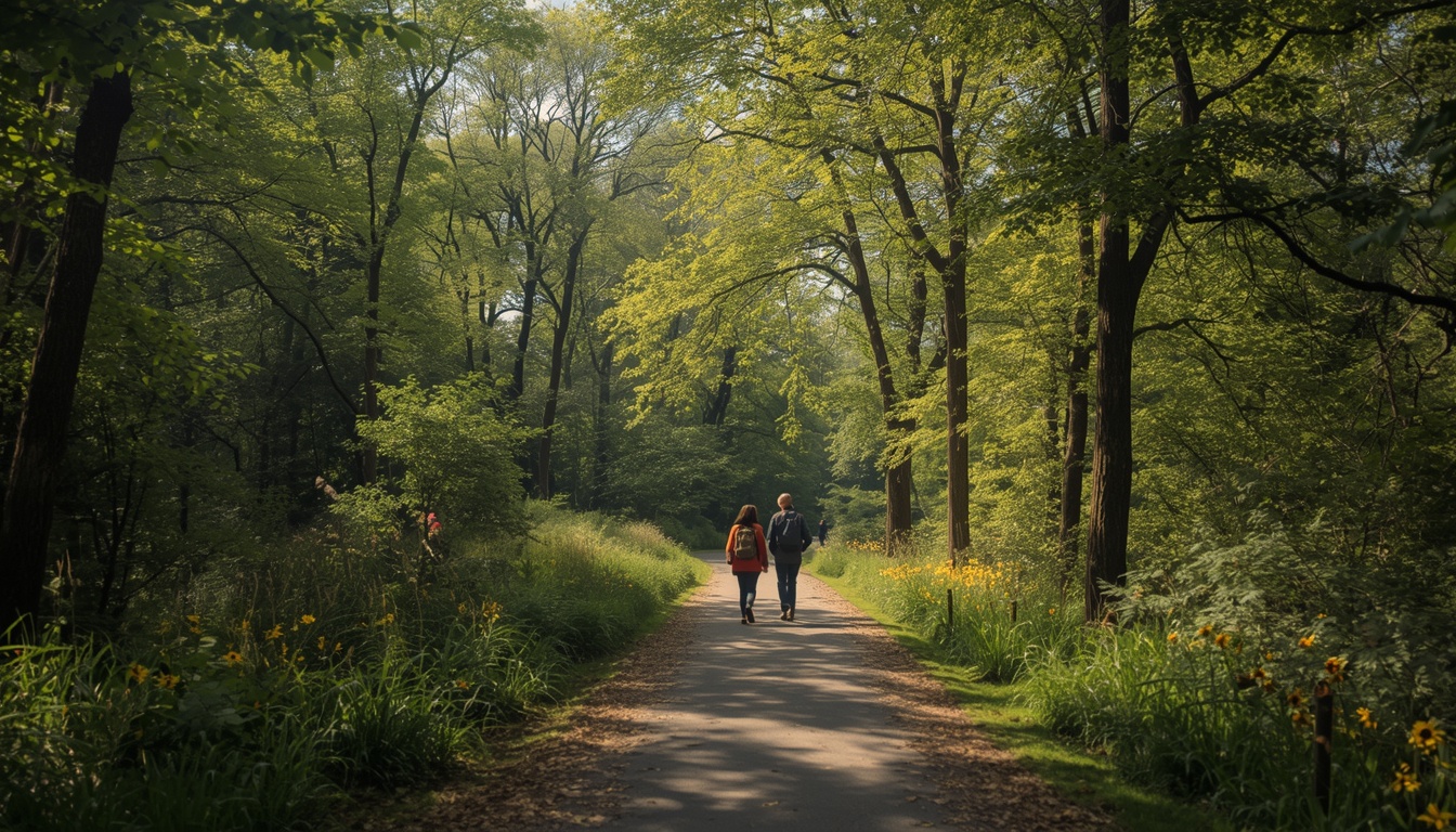 Kneeawashau members walking through Central Park trails